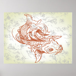 arte vintage de peces koi japoneses 2