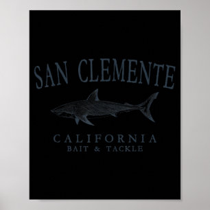 Arte vintage de tiburón en pizarra de San Clemente