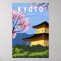 Arte Vintage de Viaje a Kyoto Japón