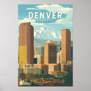 Arte Vintage de Viajes Denver Colorado