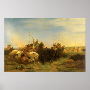 Arte Vintage del Oeste Americano, Caza de Búfalos