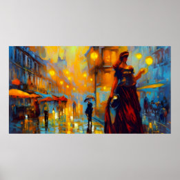 Arte vintage Francia con Poster mujer mayor