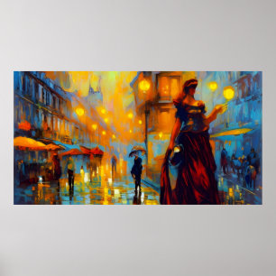 Arte vintage Francia con Poster mujer mayor