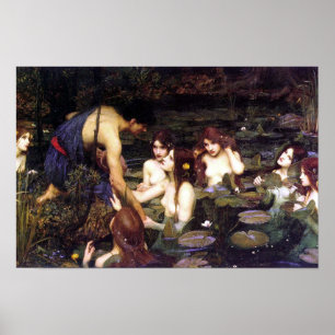 Arte vintage John W. Waterhouse Hylas y ninfas
