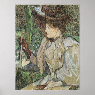 Arte vintage, mujer con guantes de Toulouse Lautre