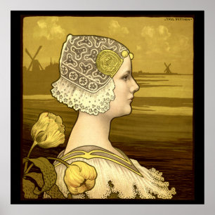 Arte vintage Nouveau Mujer por Paul Berthon