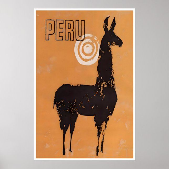 Arte Vintage Peru Impresión Peruana Póster de Viaj (Frente)