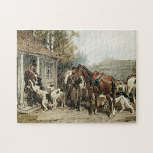 Arte vintage ruso rompecabezas Borzoi