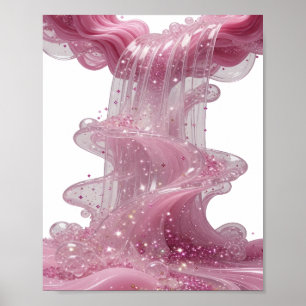 Arte wearable de cascada de purpurina rosa platead