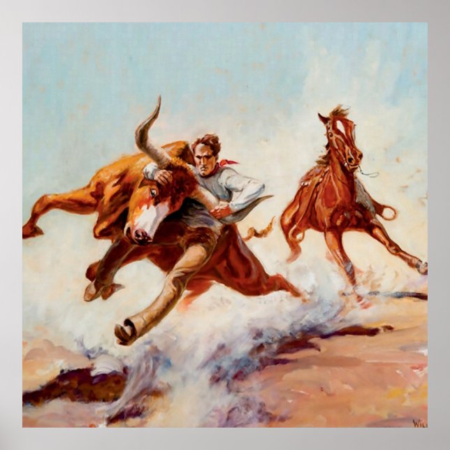 Arte Western “Bull Dogger” de Will James (Frente)