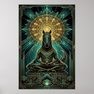 Arte Zen Caballo Silueta Deco Espiritual Oro