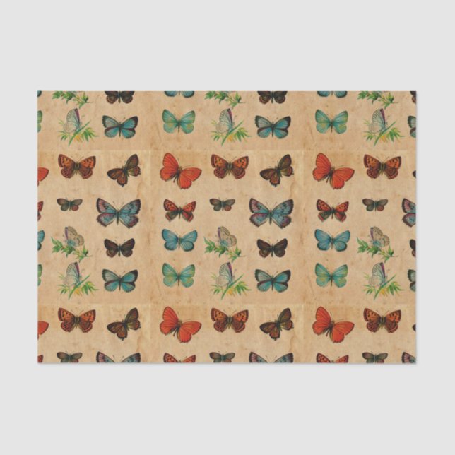 Artesanía De Papel Manchado De Mariposa Vintage (Anverso)