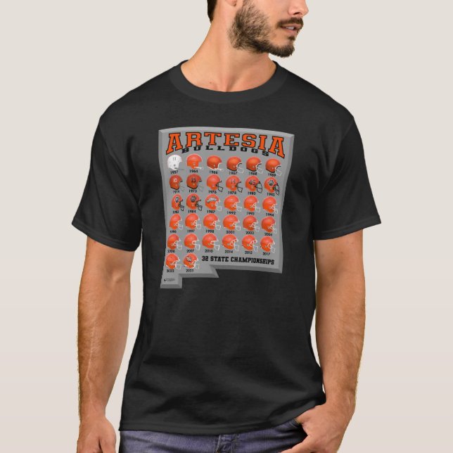 Artesia Bulldoges Estado Champs Casco camiseta (Anverso)