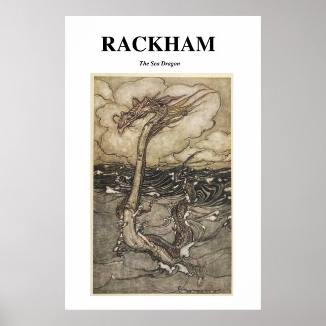 Arthur Rackham - El Dragón del Mar - Arte de época (Frente)