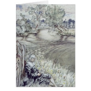 Arthur Rackham Izaak Walton reclinándose contra u