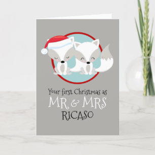 Ártico zorra su primera Navidad como Sr. y Sra.