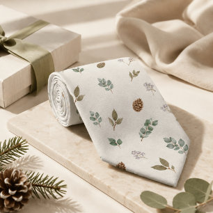 Artisanal Invierno Botánico Elegante Corbata Verde