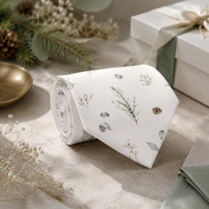 Artisanal Invierno Botánico Elegante Corbata Verde