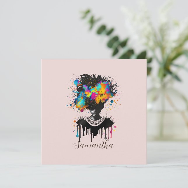 Artista abstracta mujer afro | Blanco y negro (Anverso de pie)