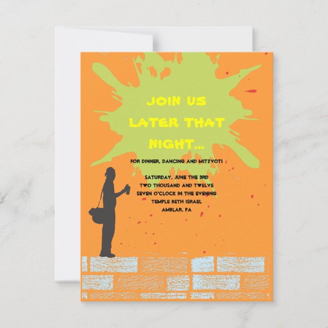 Artista de graffiti Bar Bat Mitzvah Invite tarjeta (Anverso)