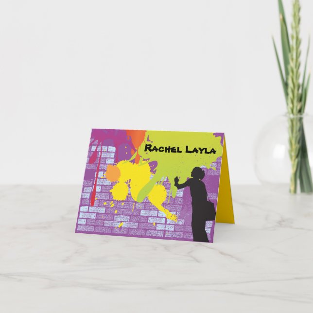 Artista de graffiti Chica Bat Mitzvah Tarjeta de a (Anverso)