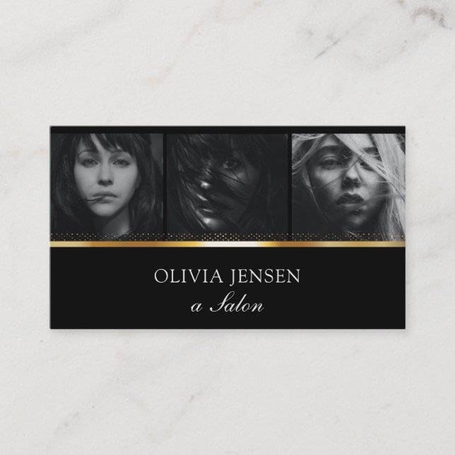 Artista de maquillaje 3 Photo Gold Tarjeta de visi (Anverso)