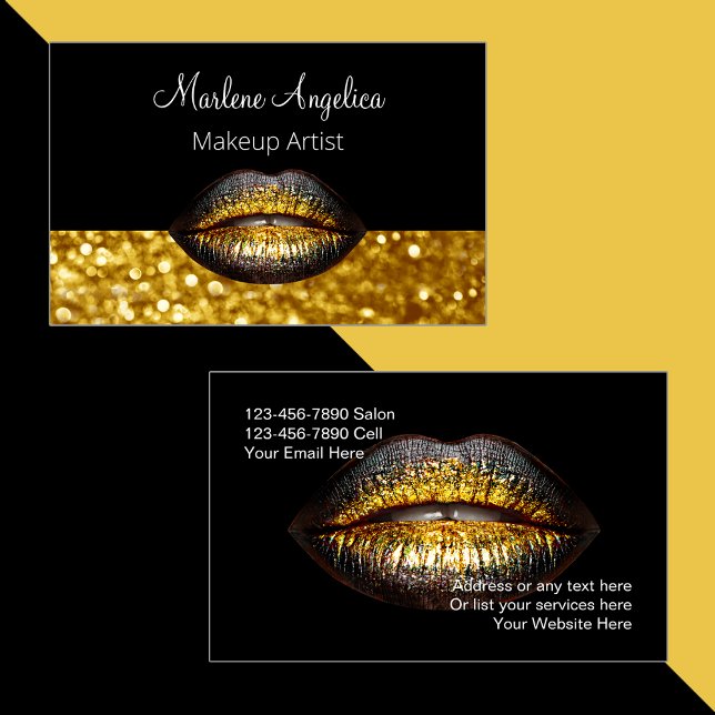 Artista de maquillaje elegante Glitzy Lips Tarjeta (Subido por el creador)