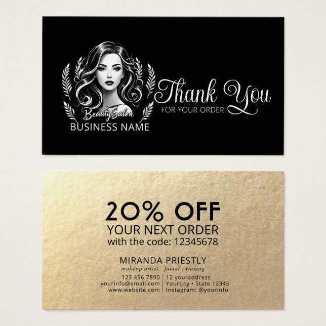 Artista de maquillaje Hair Stylist Black White Gra (Anverso y reverso)