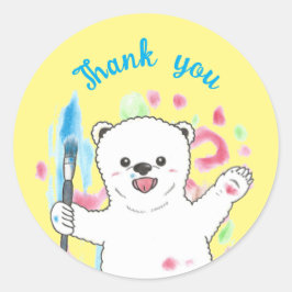 Artista de oso polar lindo gracias Pegatina amaril