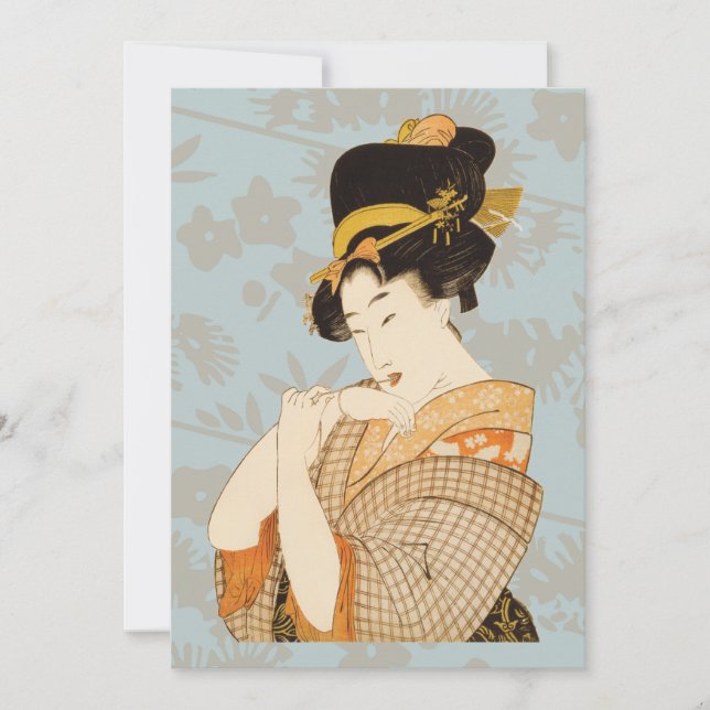 Artista japonés vintage de Chica Geisha en Kimono (Anverso)