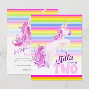 Artistas de arte de unicornio con dos invitaciones