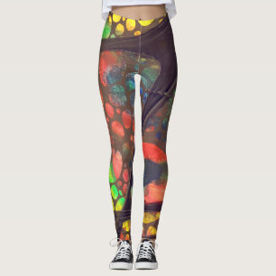 Artistic painting and collage legging pants