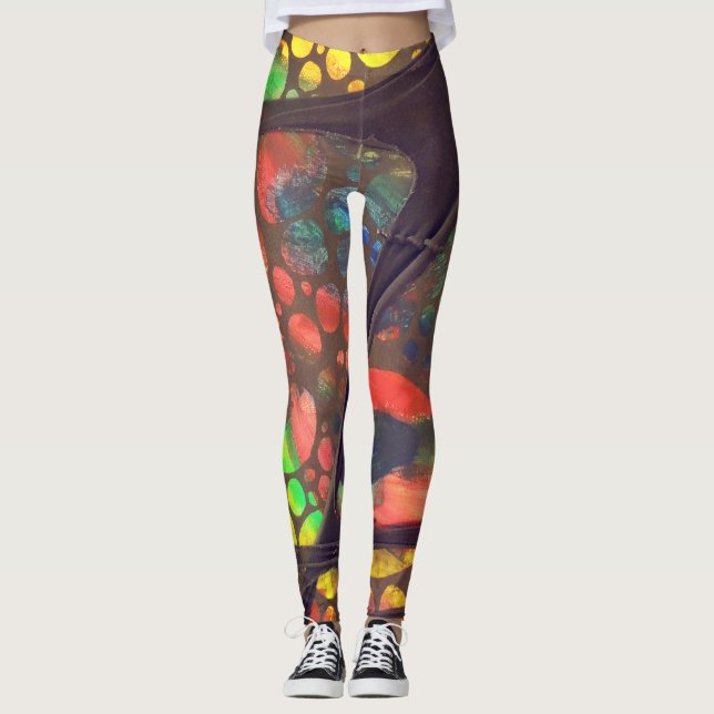 Artistic painting and collage legging pants (Anverso)