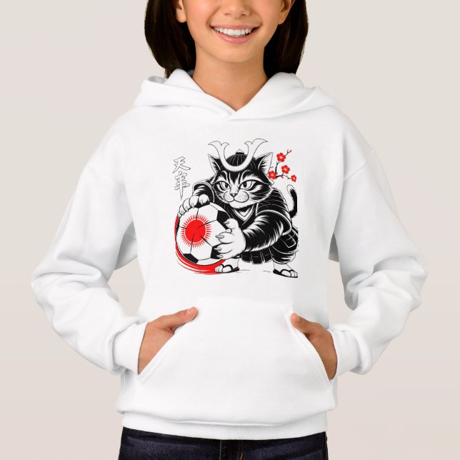 Artistic Samurai Cat Japan Soccer for Football fan (Anverso)