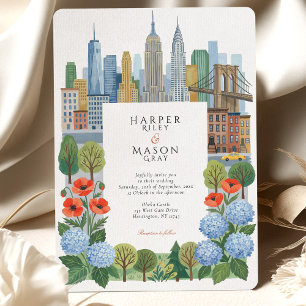 Artística Invitación de Boda de NYC con Hortensia
