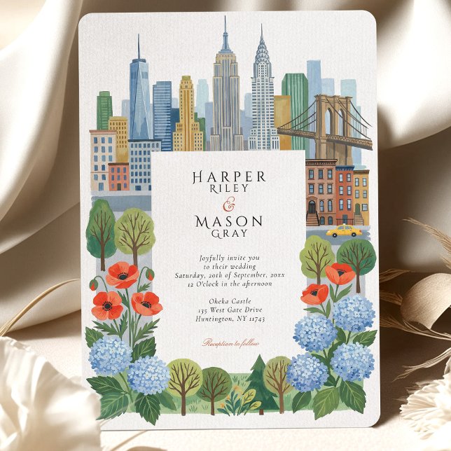 Artística Invitación de Boda de NYC con Hortensia  (Subido por el creador)