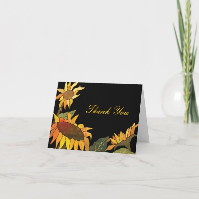 Artisy Elegant Sunflower Tarjeta de agradecimiento (Anverso)