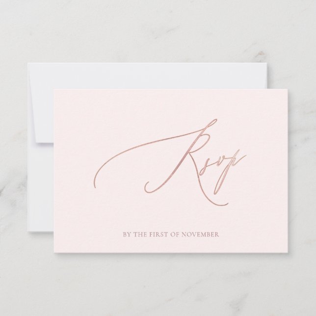 ArtsApp RSVP Faux Rose Gold Luxe Caligrafía (Anverso)