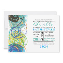 ARTSY FARTSY Bar Bat Mitzvah Tarjeta Fiesta