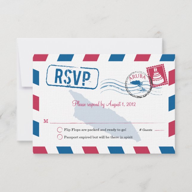 Aruba Air Mail Wedding RSVP (Anverso)