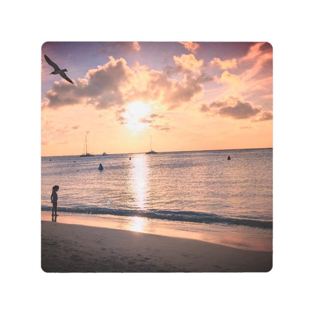 Aruba al atardecer arte Metalizado (Anverso)
