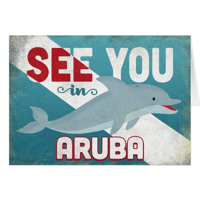 Aruba Dolphin - Viaje retro vintage (Anverso (Horizontal))
