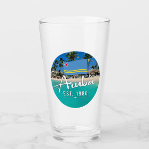 "Aruba Este. Playa Con Bandera De 1986"