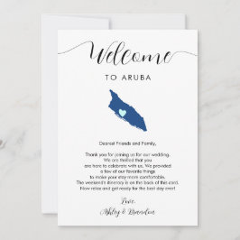 Aruba Map Boda Carta de bienvenida Tarjeta Itinera