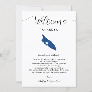 Aruba Map Boda Carta de bienvenida Tarjeta Itinera