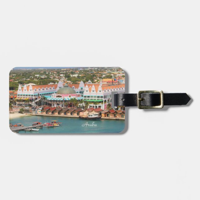 Aruba, puerto deportivo, etiqueta del equipaje (Frente Horizontal)