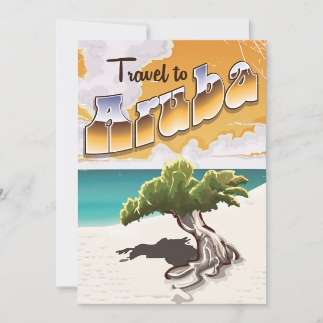 Aruba Viaje de playa Vintage (Anverso)