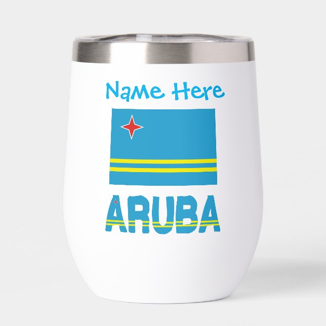 Aruba y la bandera de Aruba Personalización azul (Trasero)