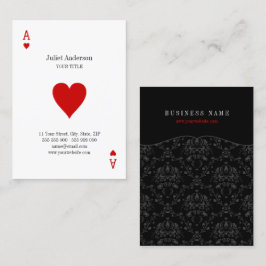 As de la tarjeta de visita de los corazones