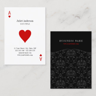 As de la tarjeta de visita de los corazones